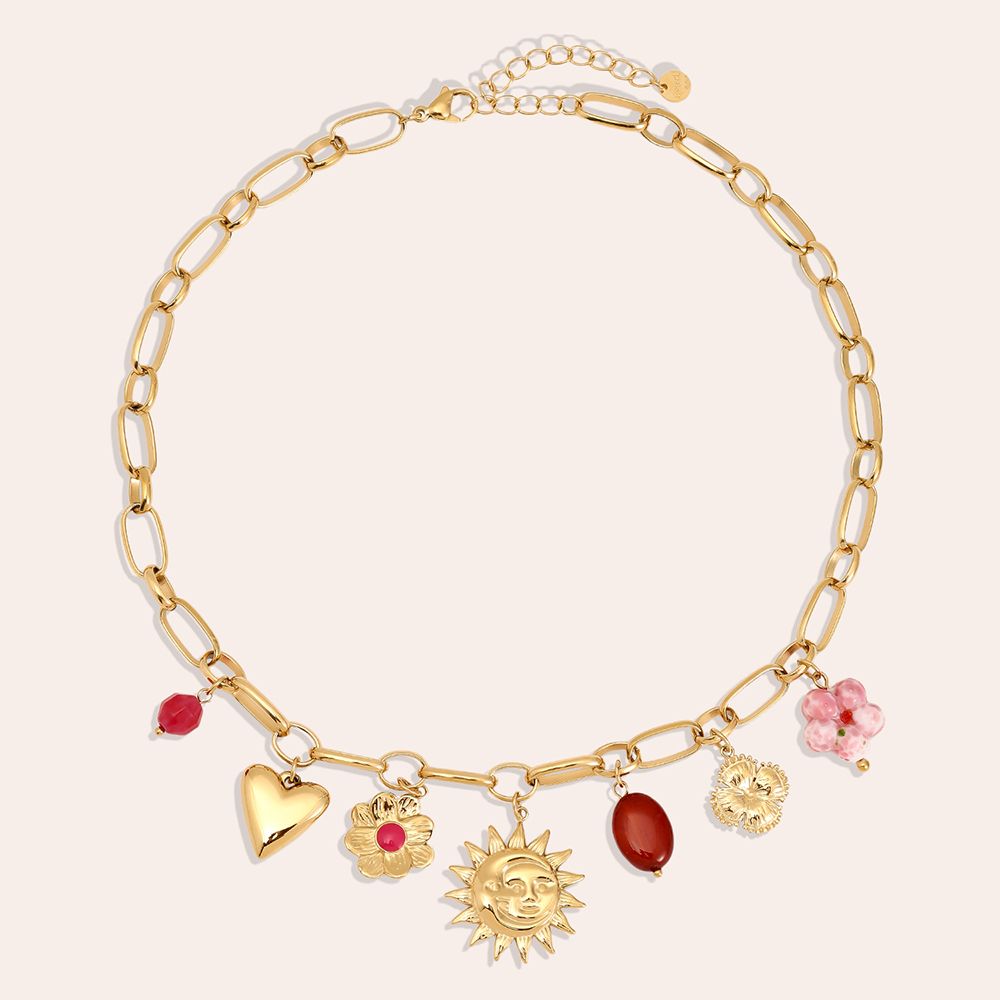 74 Halskette Heart Flower Resin