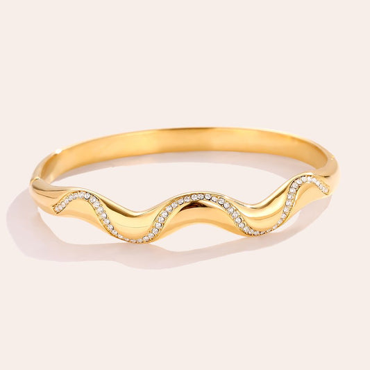 DIamond Wave Edelstahl Armreif