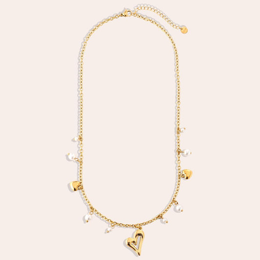 Heart Pearl Edelstahl Halskette